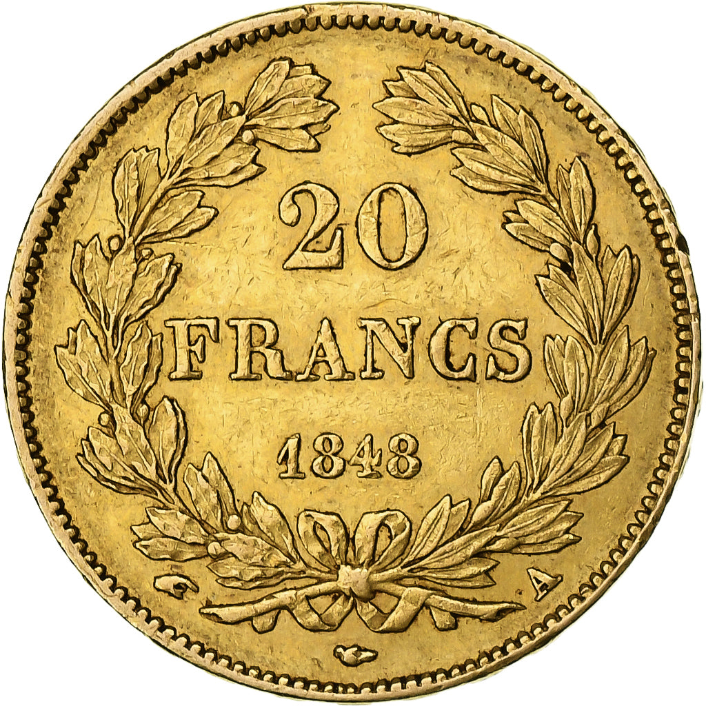 Francia, 20 Francs, Louis-Philippe, 1848, Paris, Oro, MBC+, Gadoury:1031