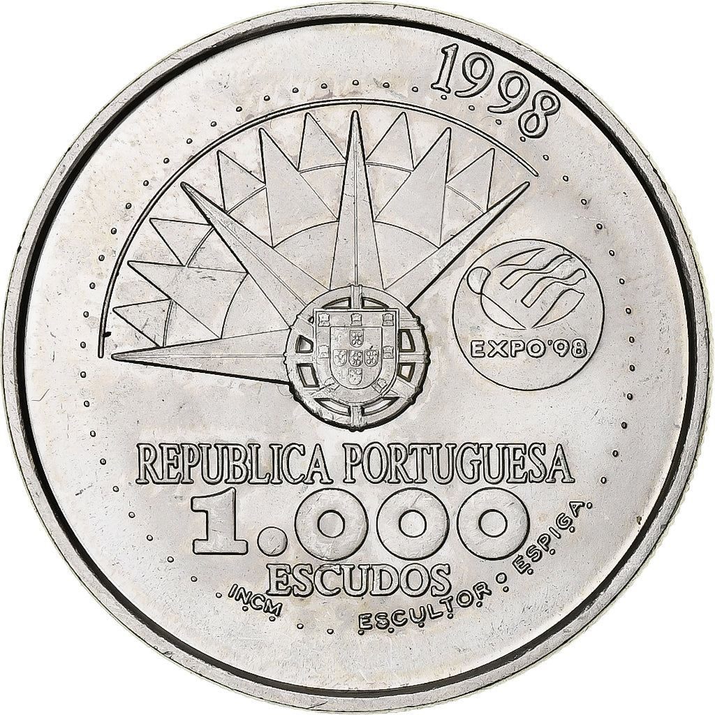 Portugal, 1000 Escudos, 1998, Lisbon, Srebro, AU(55-58), KM:707