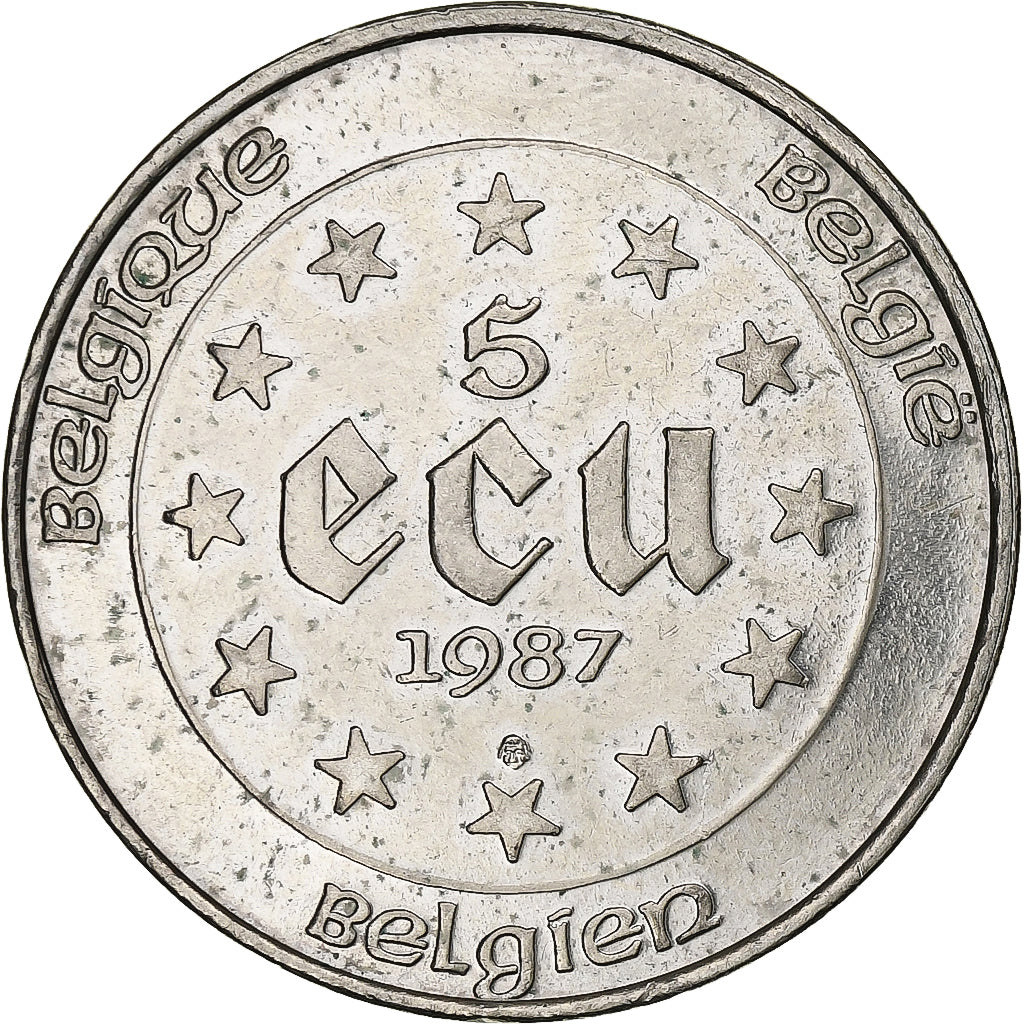 Belgique, 5 Ecu, Charles Quint, 1987, Argent, SUP, KM:166