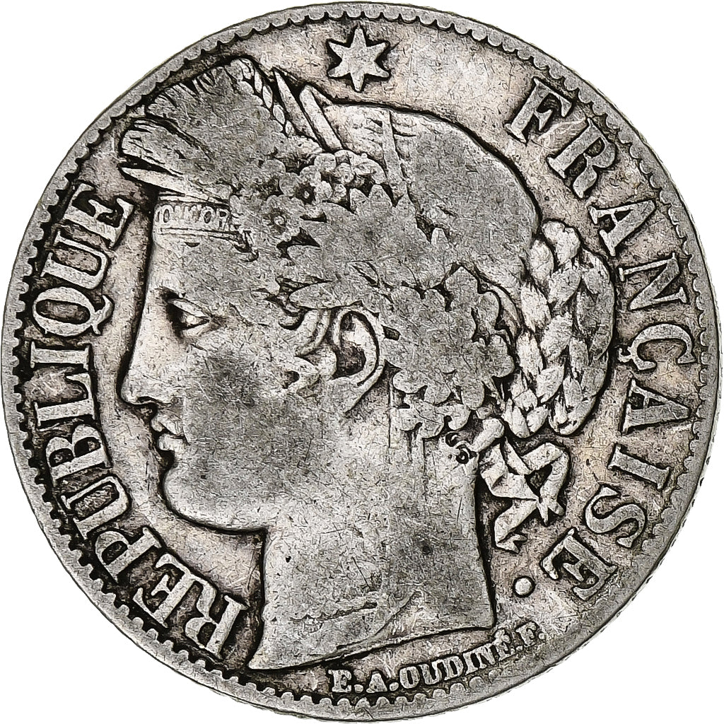 Francia, Franc, Cérès, 1888, Paris, Plata, BC+, Gadoury:465a, KM:822.1