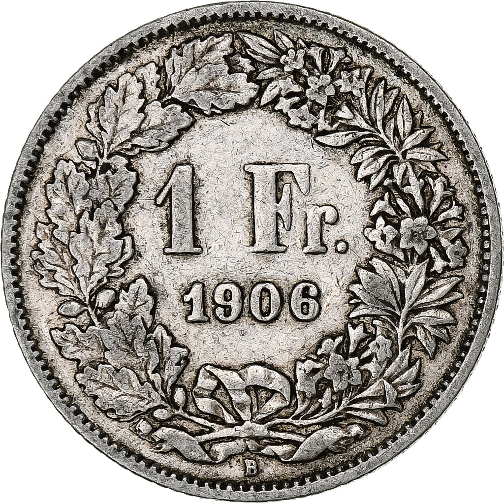 Suiza, Franc, 1906, Bern, Plata, BC+, KM:24