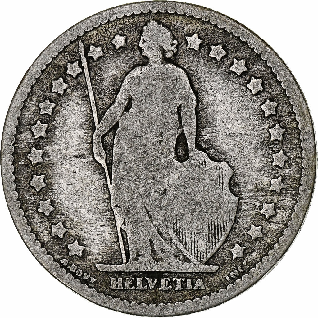 Zwitserland, Franc, 1876, Bern, Zilver, FR, KM:24