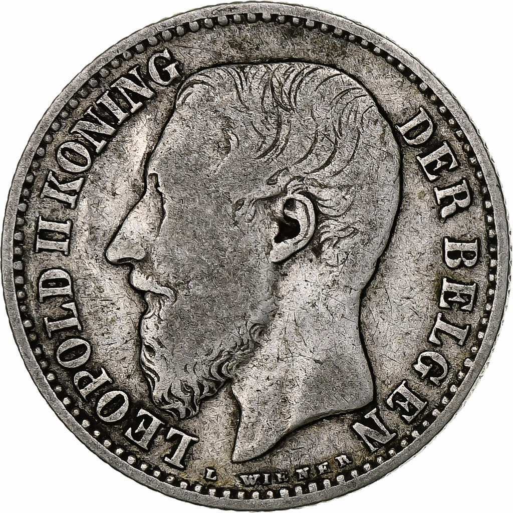 Belgium, Leopold II, Franc, 1887, Silver, VF(20-25), KM:29.2