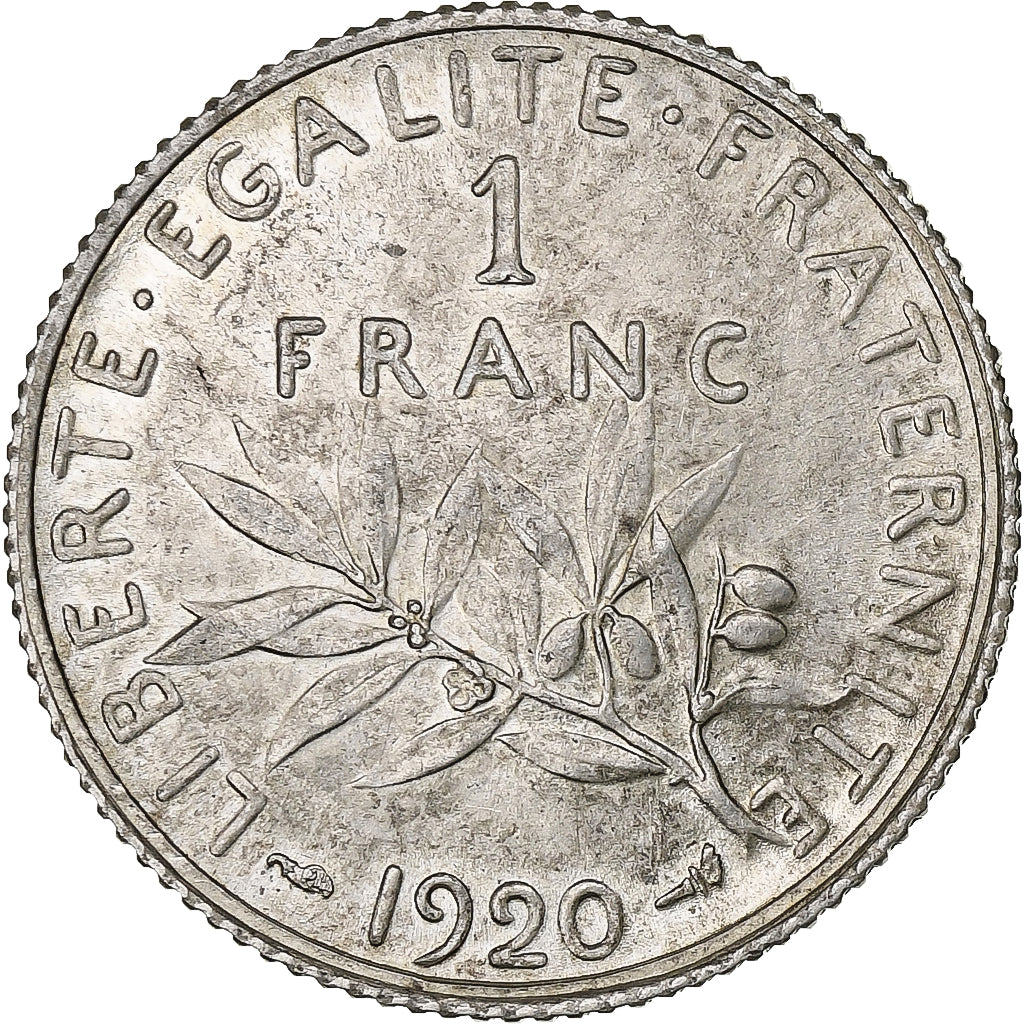 France, Franc, Semeuse, 1920, Paris, Silver, AU(55-58), Gadoury:467, KM:844.1