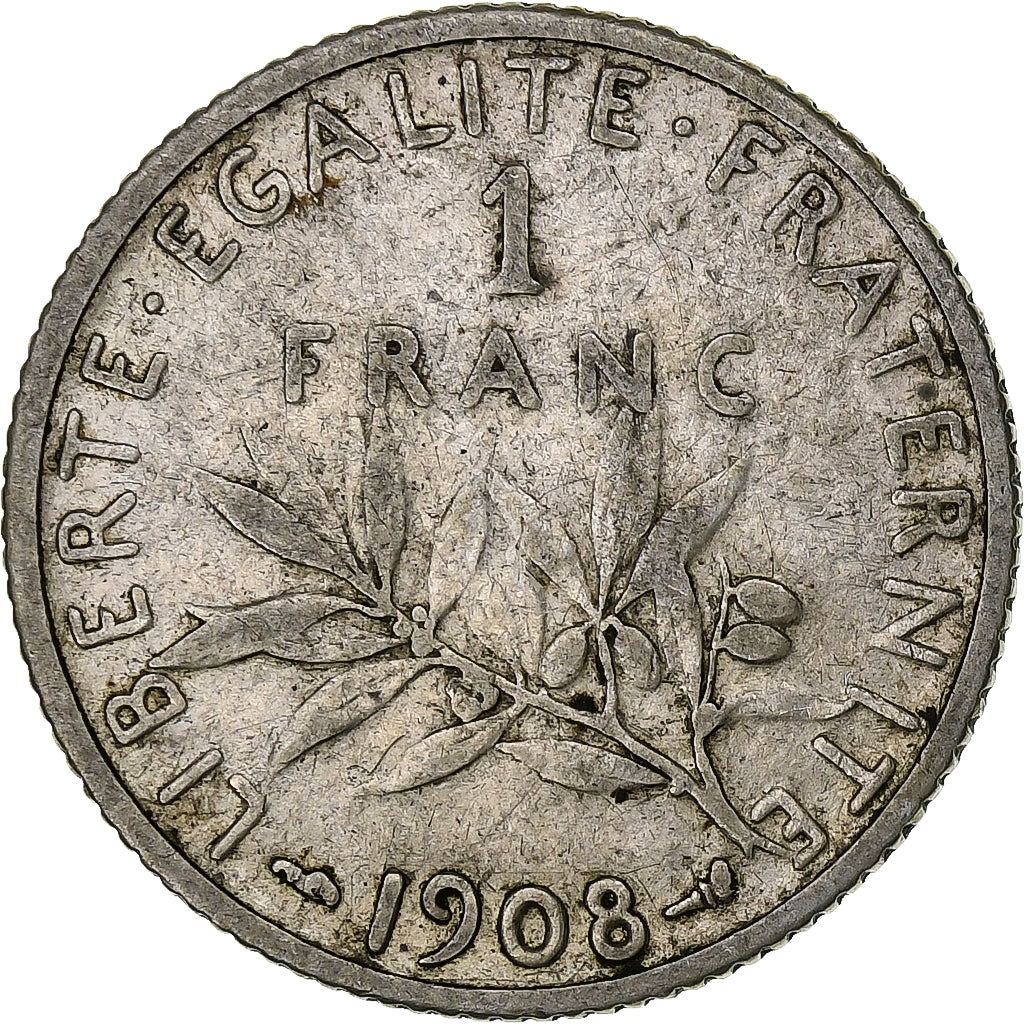 Frankreich, Franc, Semeuse, 1908, Paris, Silber, SS, Gadoury:467, KM:844.1