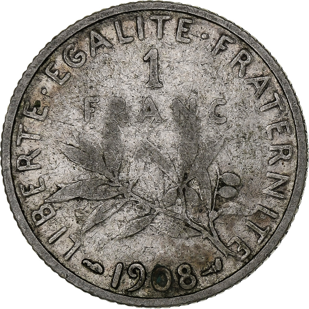 France, Franc, Semeuse, 1908, Paris, Argent, TB, Gadoury:467, KM:844.1