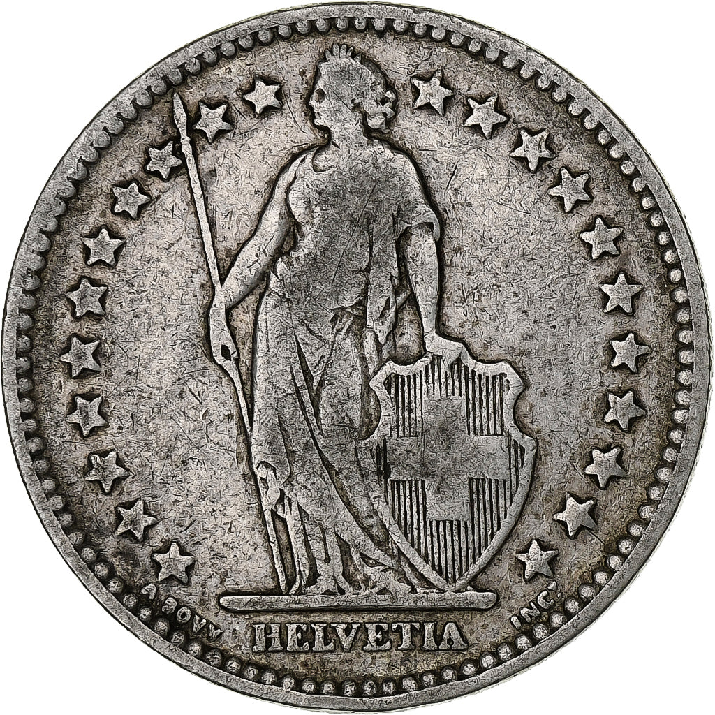 Suiza, 2 Francs, 1879, Bern, Plata, BC+, KM:21