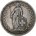 Suiza, 2 Francs, 1874, Bern, Plata, BC+, KM:21