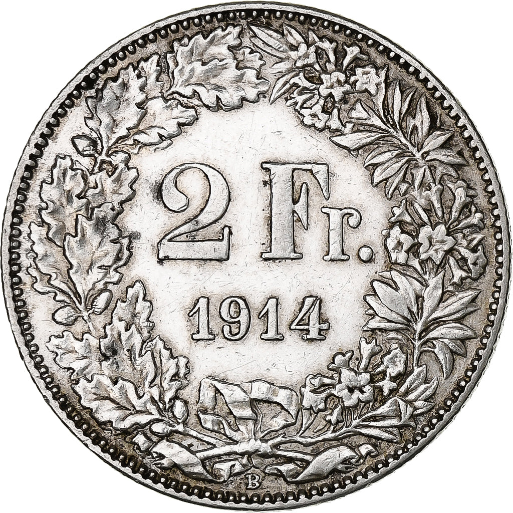 Switzerland, 2 Francs, 1914, Bern, Silver, AU(50-53), KM:21