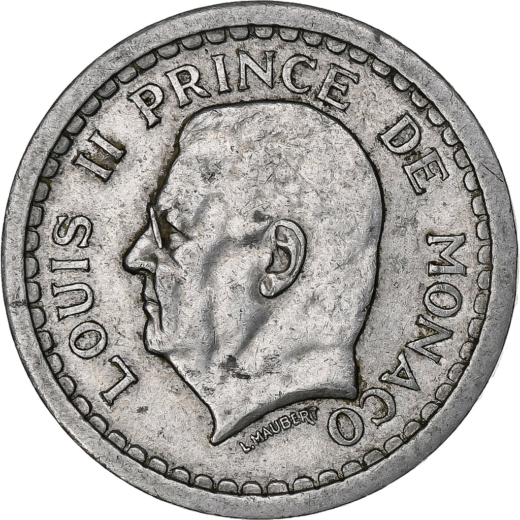 Monaco, Louis II, 2 Francs, 1943, Alluminio, BB, Gadoury:MC134, KM:121