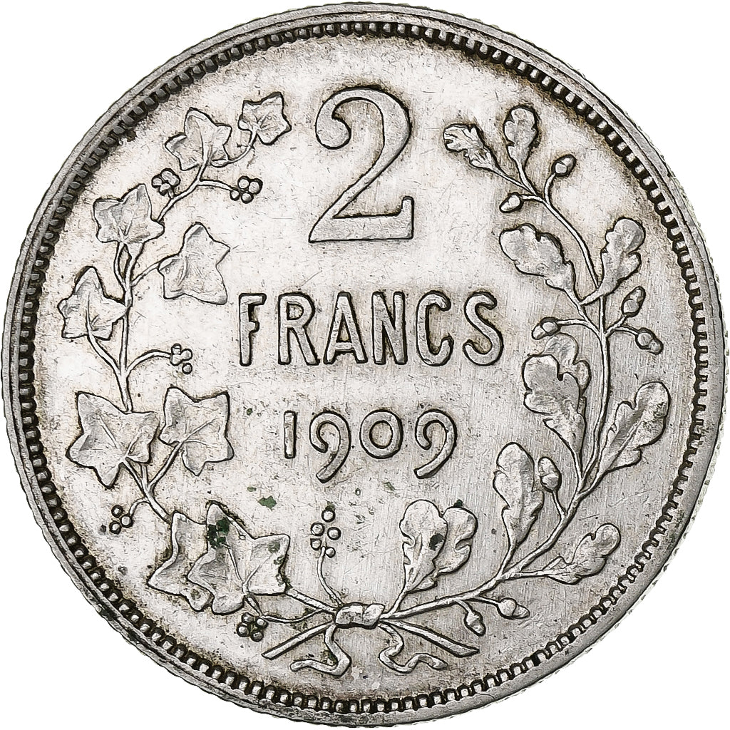 Belgien, Leopold II, 2 Francs, 2 Frank, 1909, Silber, SS+, KM:59