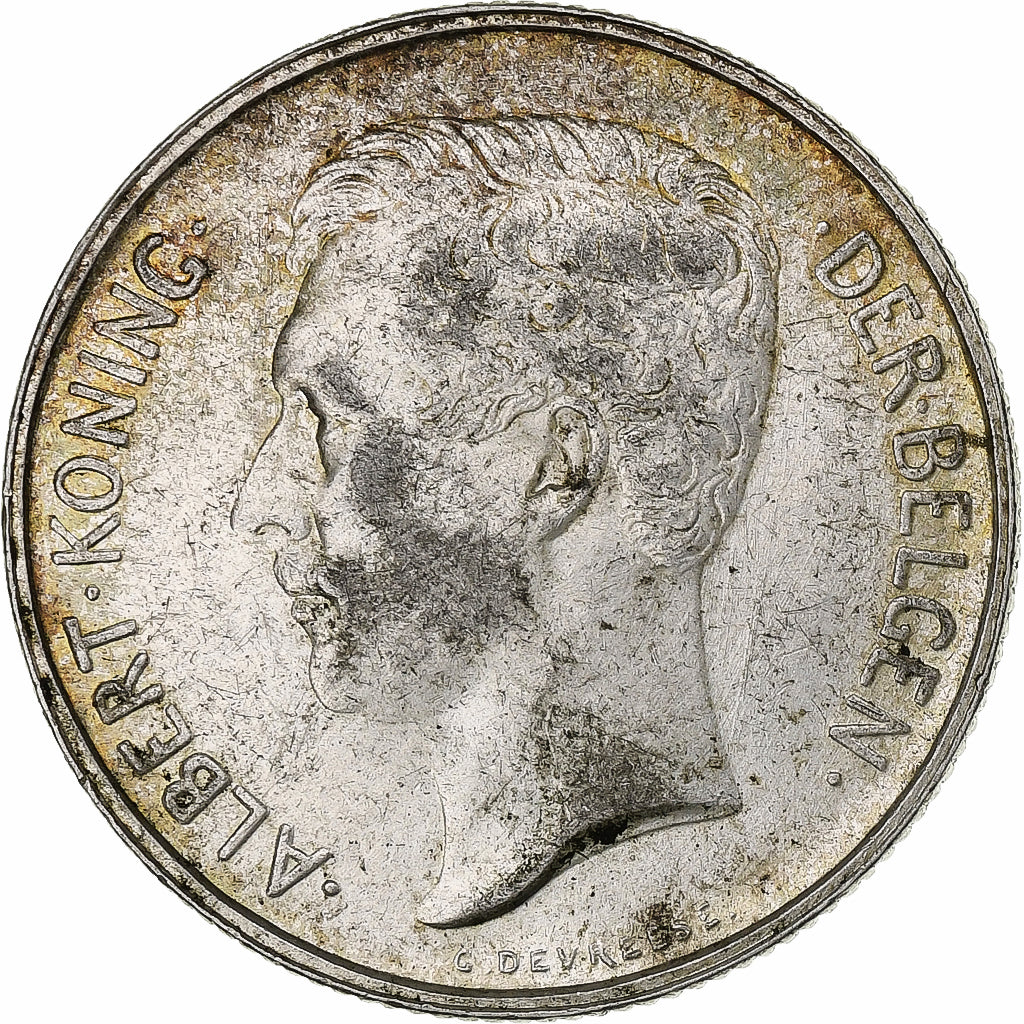 Belgia, Albert I, 2 Francs, 2 Frank, 1912, Srebro, AU(50-53), KM:75