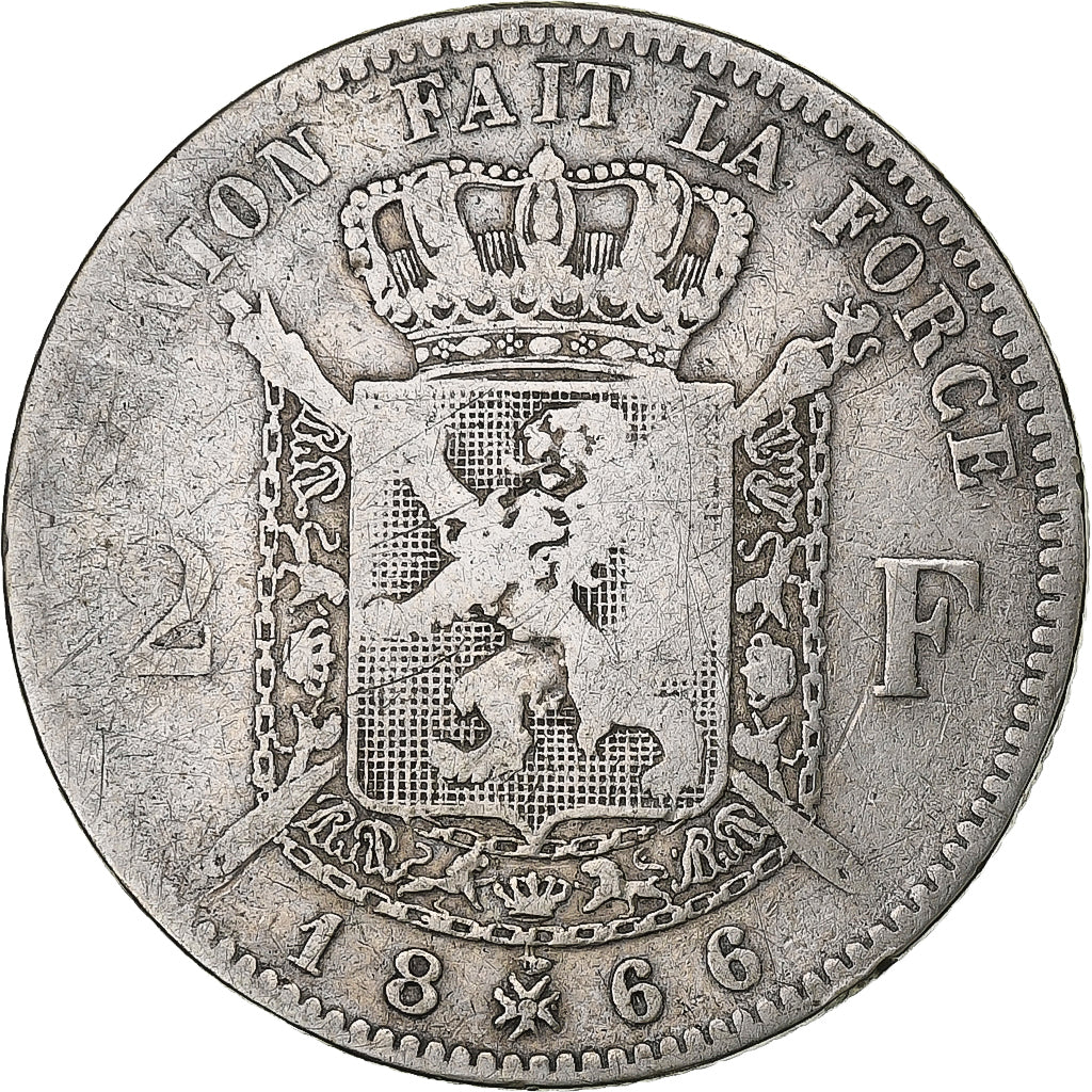 Belgium, Leopold II, 2 Francs, 2 Frank, 1867, Silver, VF(30-35), KM:30.1