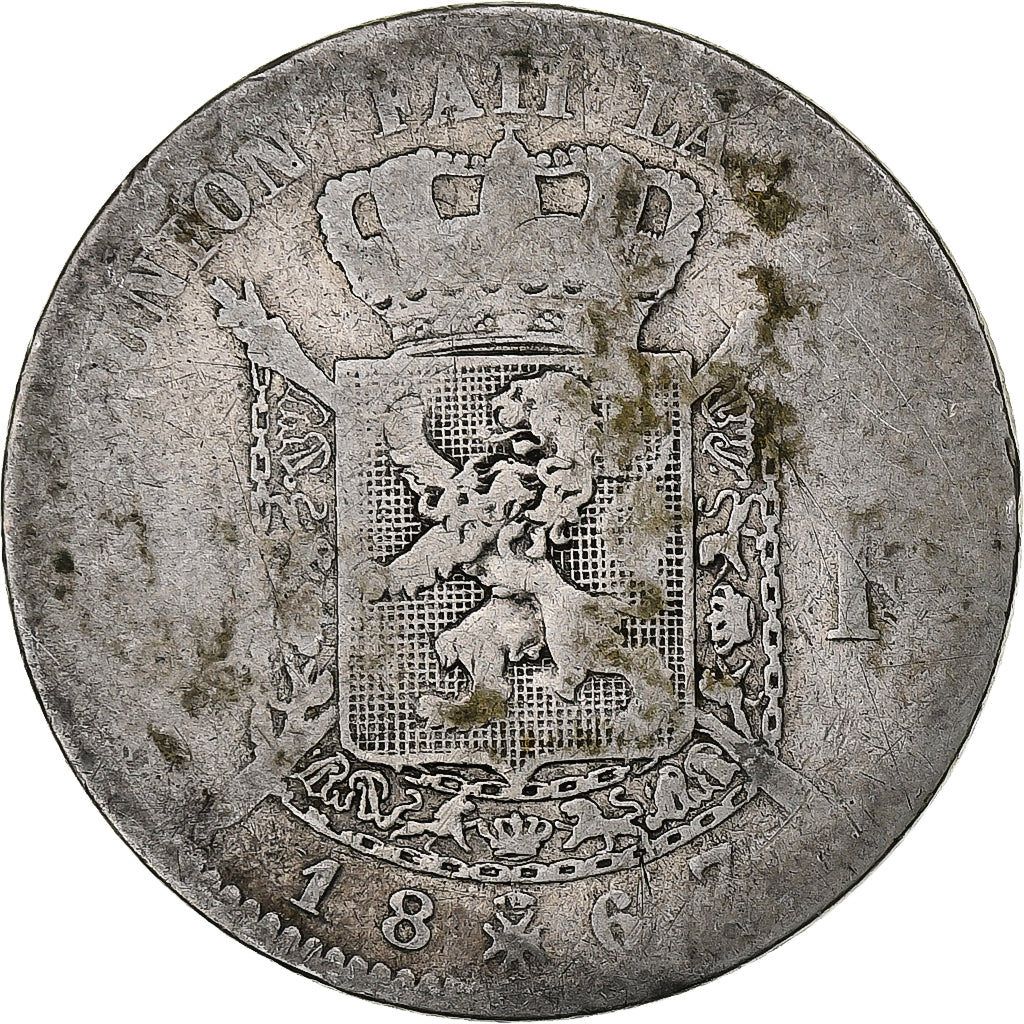 Belgio, Leopold II, 2 Francs, 2 Frank, 1867, Argento, B+, KM:30.1