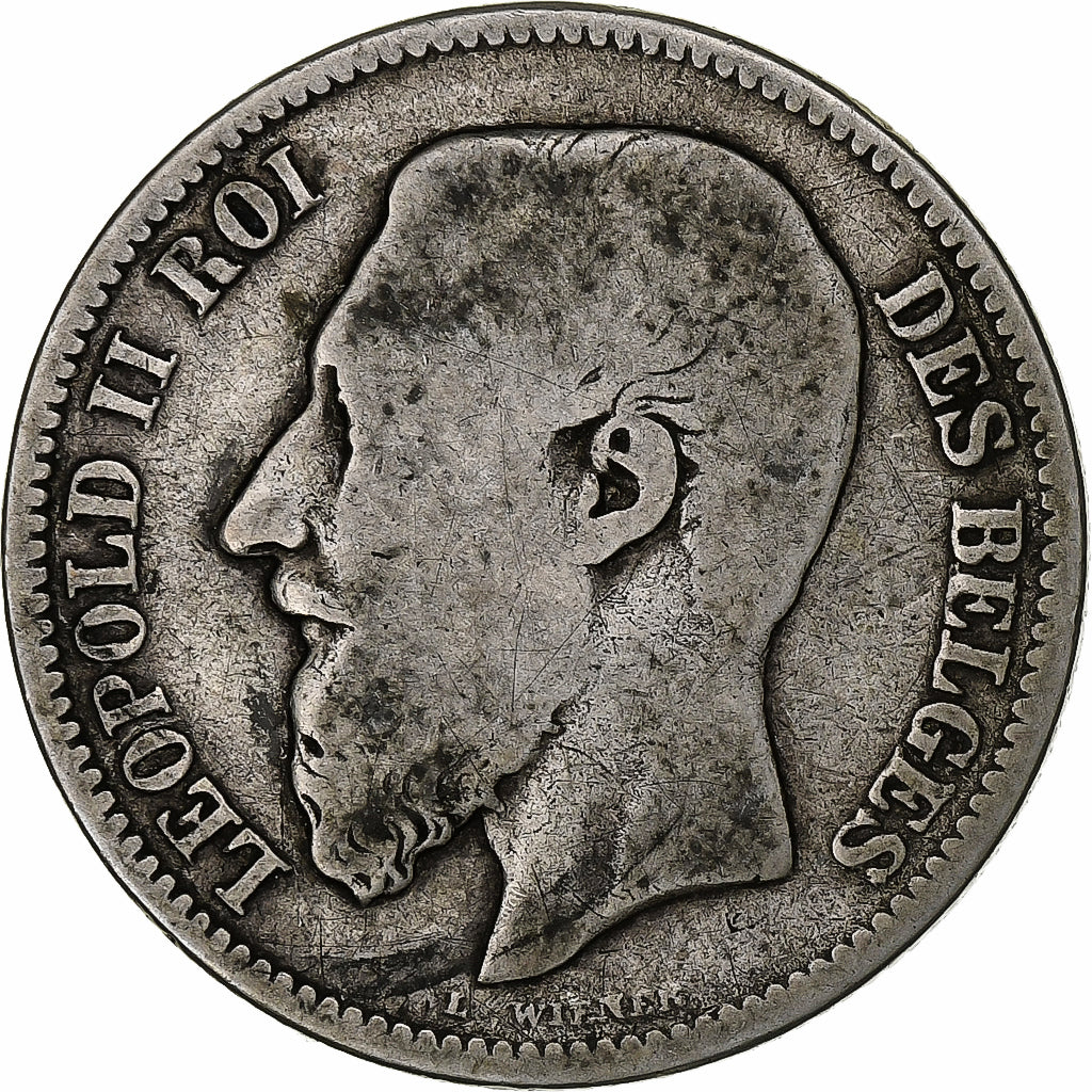 Belgio, Leopold II, 2 Francs, 2 Frank, 1867, Argento, B+, KM:30.1