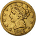 Estados Unidos da América, 5 Dollars, Coronet Head, 1853, Denver, Dourado