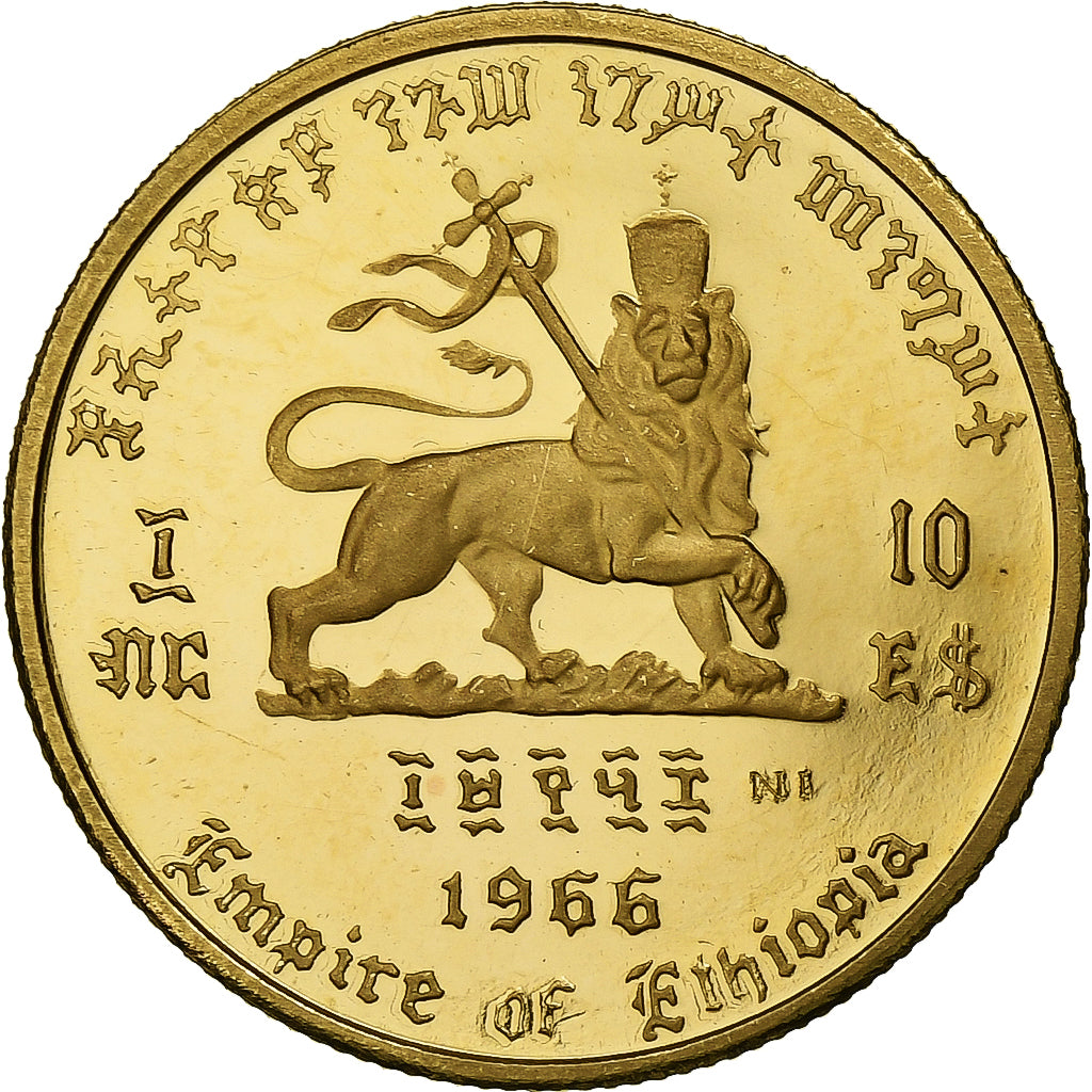 Ethiopia, 10 Dollars, 1966, Proof, Gold, MS(65-70), KM:38