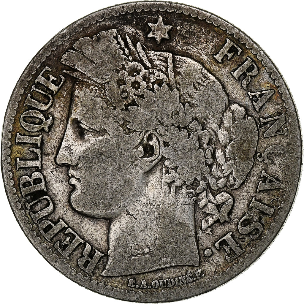 Francia, 2 Francs, Cérès, 1871, Paris, Argento, MB, Gadoury:530, KM:817.1