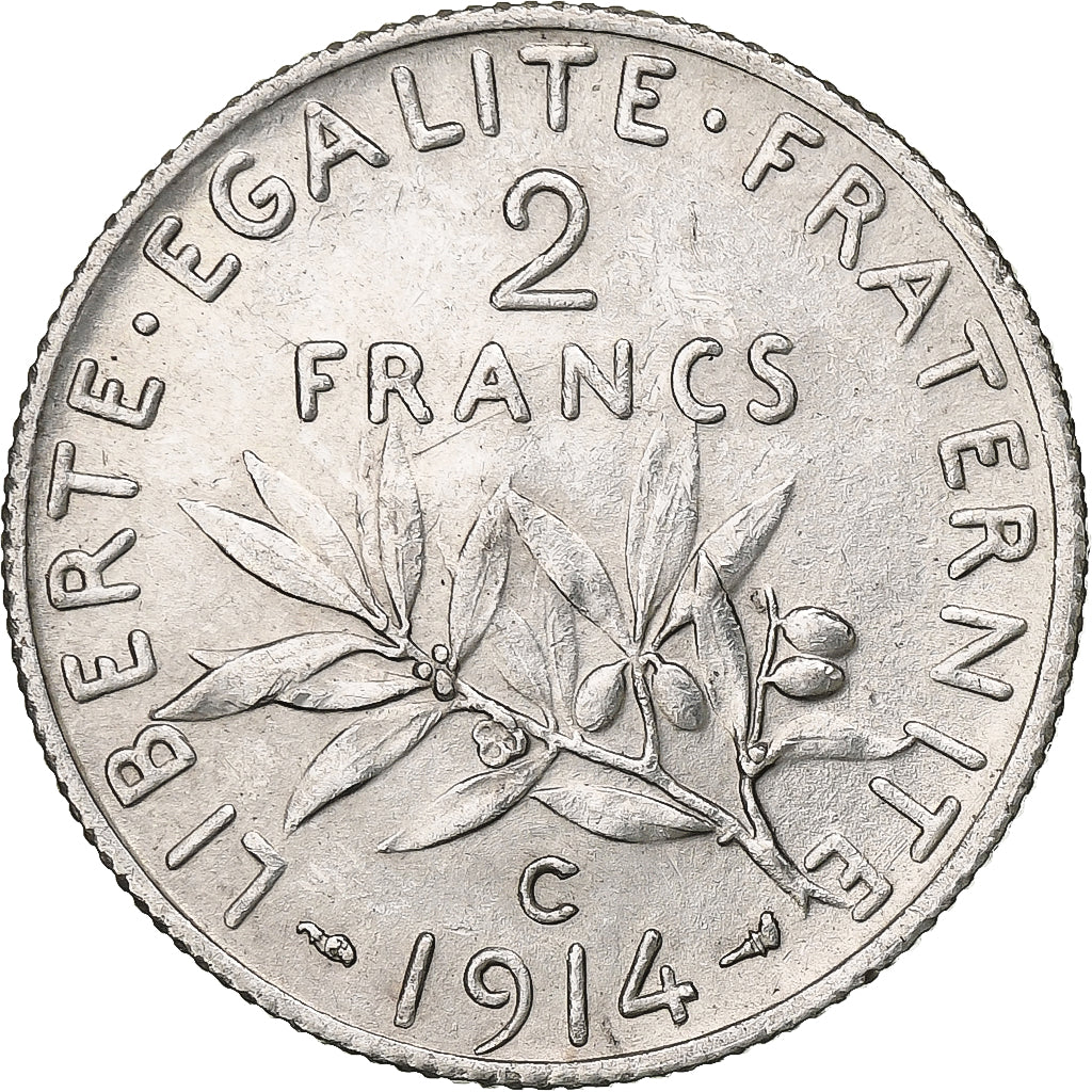 Francia, 2 Francs, Semeuse, 1914, Castelsarrasin, Argento, BB+, Gadoury:532