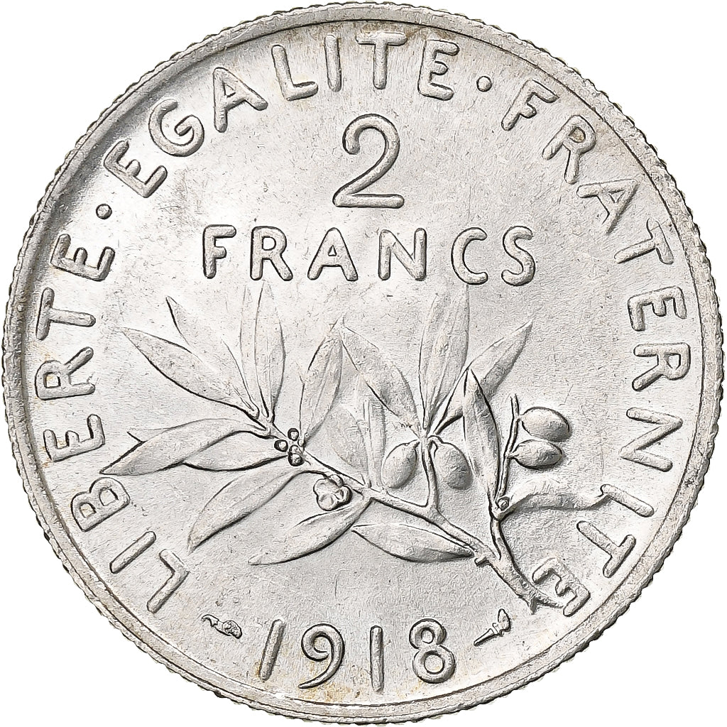 France, 2 Francs, Semeuse, 1918, Paris, Argent, SUP, Gadoury:532, KM:845.1
