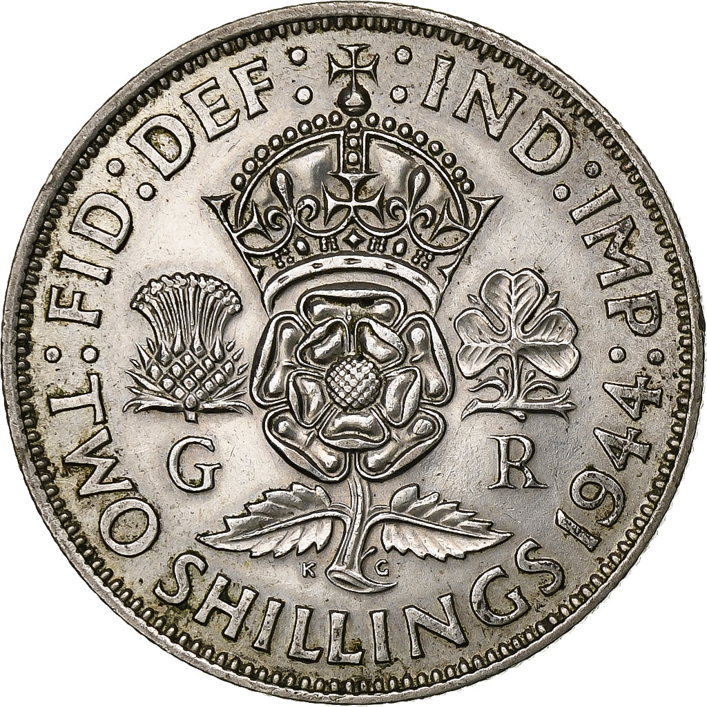 Großbritannien, George VI, Florin, Two Shillings, 1944, Silber, SS+, KM:855