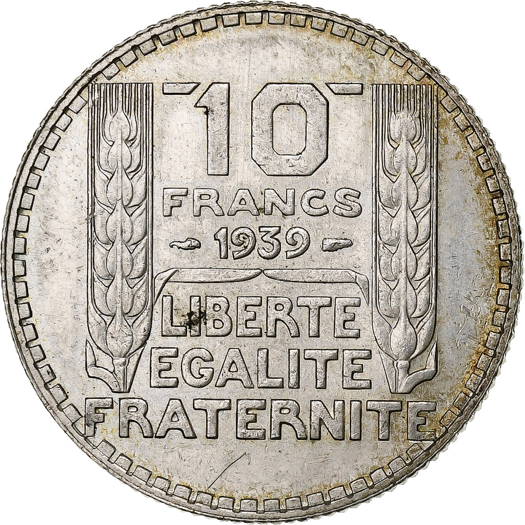 Francja, 10 Francs, Turin, 1939, Paris, Srebro, AU(50-53), Gadoury:801, KM:878