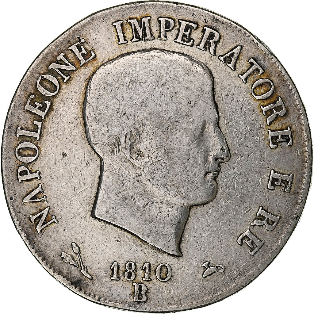 DEPARTAMENTY WŁOSKIE, KINGDOM OF NAPOLEON, Napoleon I, 5 Lire, 1810, Bologna