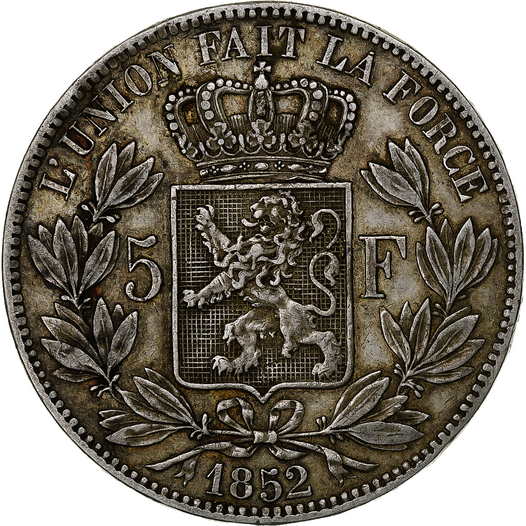 Belgium, Leopold I, 5 Francs, 5 Frank, 1852, Silver, EF(40-45), KM:17