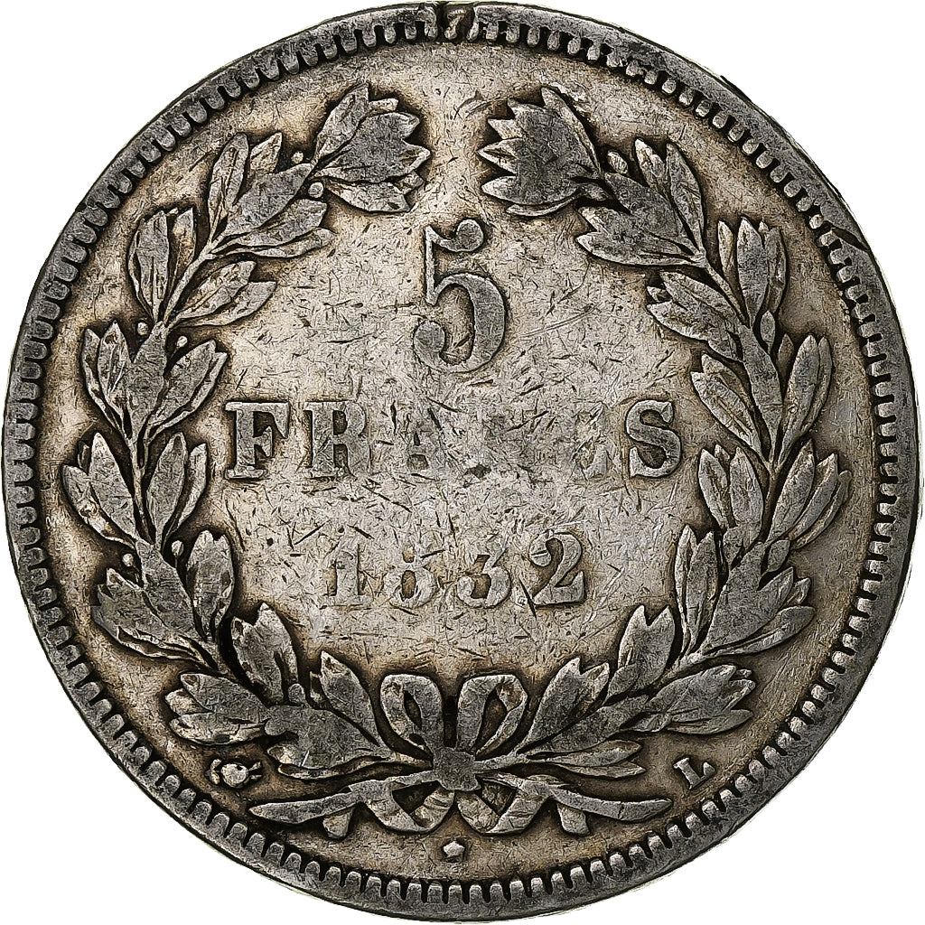 Francia, 5 Francs, Louis-Philippe, 1832, Bayonne, Plata, BC+, Gadoury:678