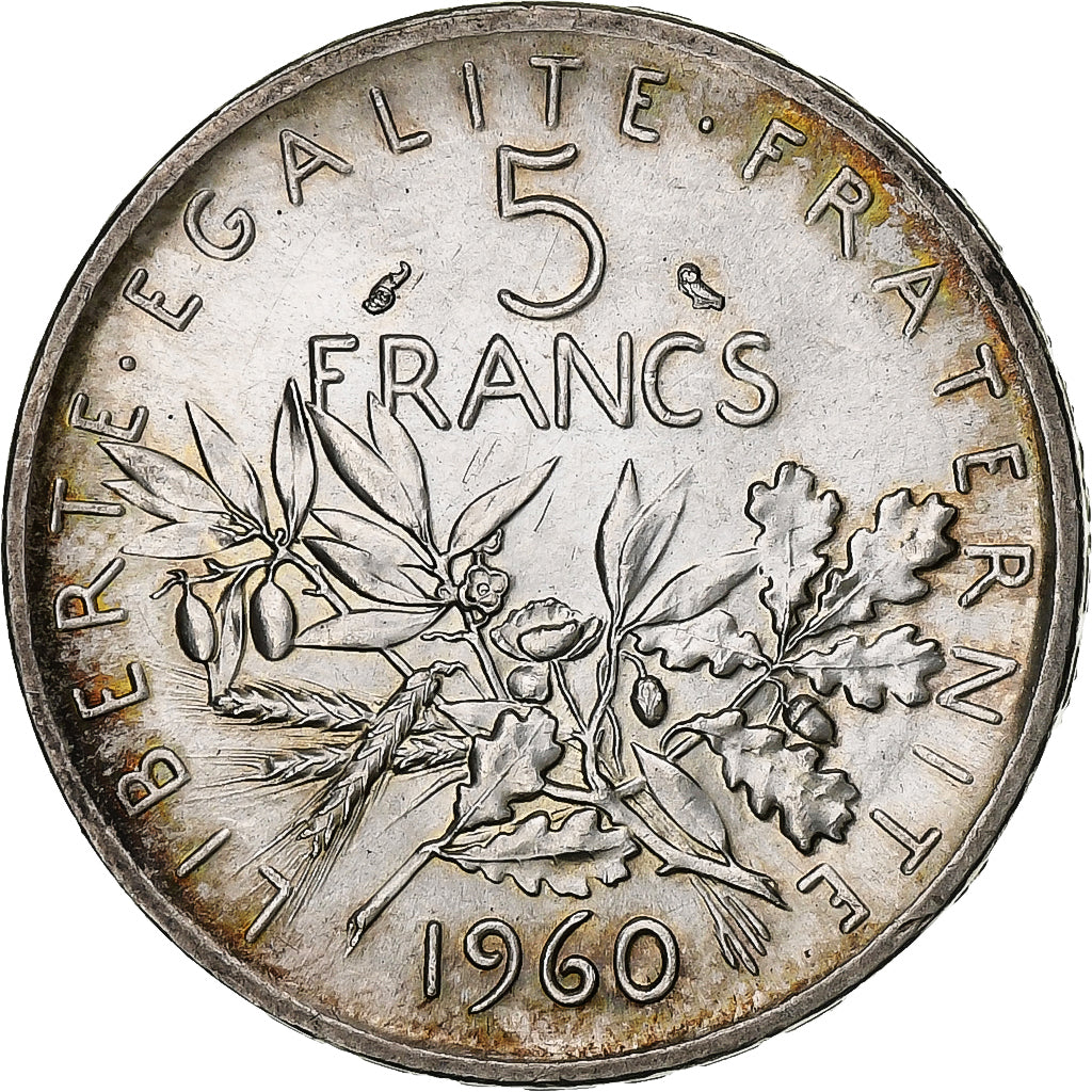France, 5 Francs, Semeuse, 1960, Silver, AU(55-58), Gadoury:770, KM:926
