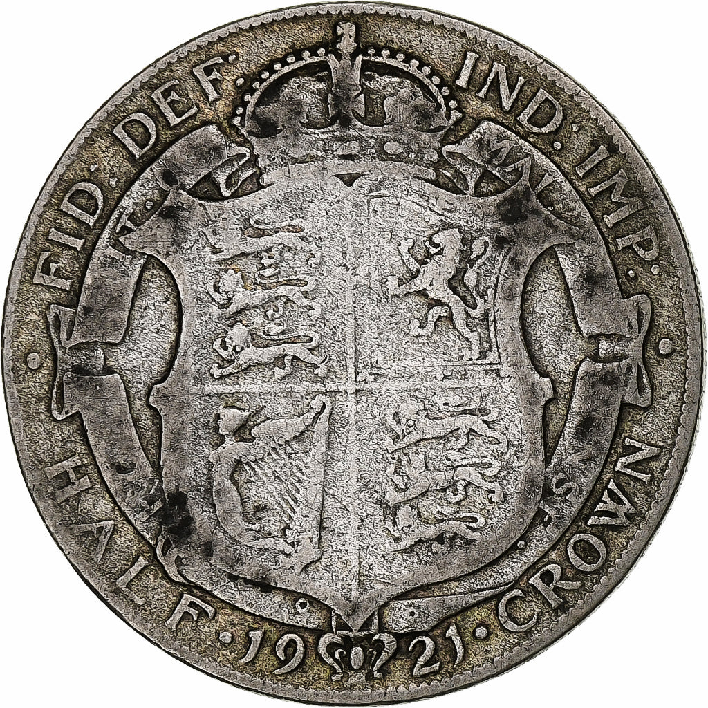 Great Britain, 1/2 Crown, 1921, Silver, VF(20-25), KM:818.1a
