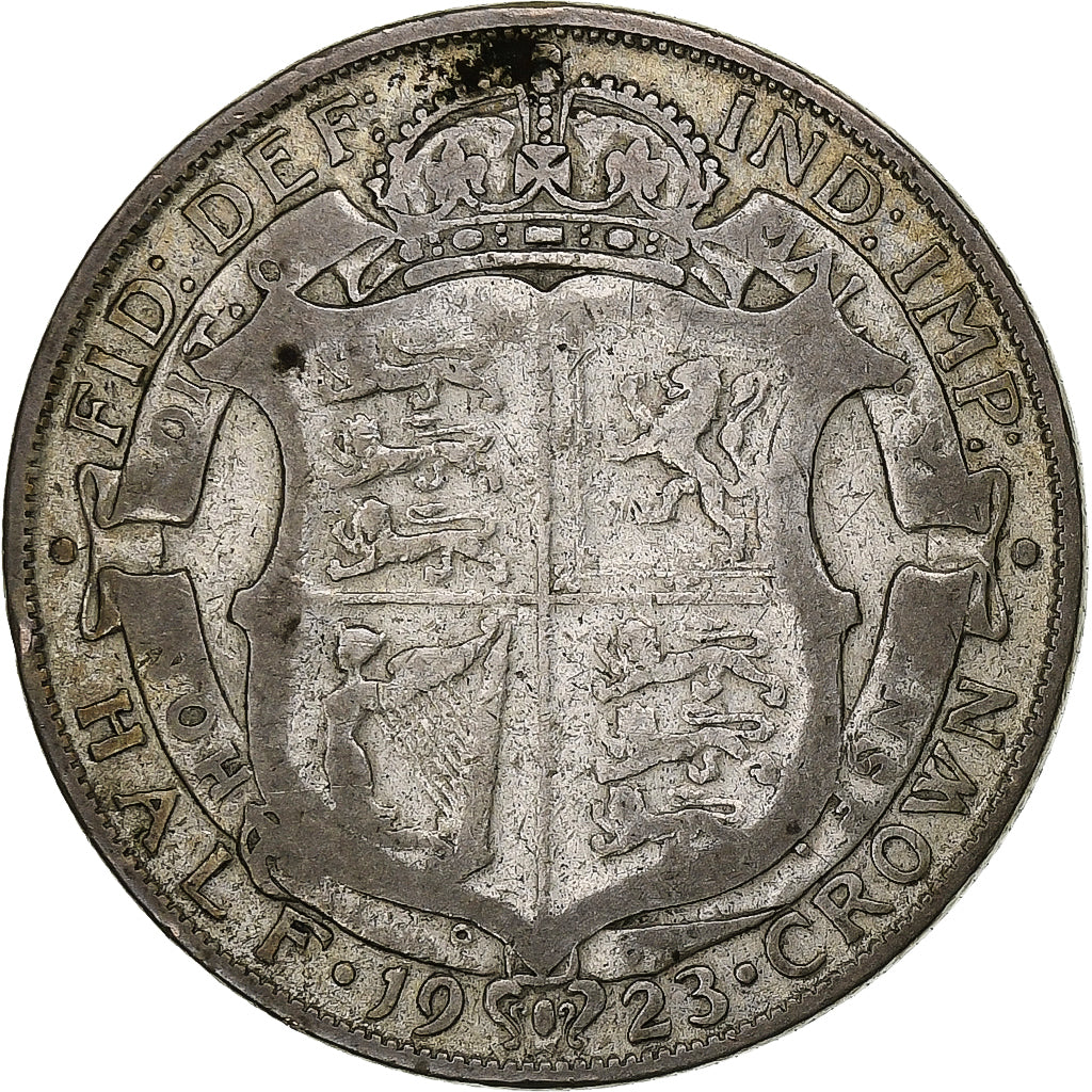 Great Britain, 1/2 Crown, 1923, Silver, VF(20-25), KM:818.2
