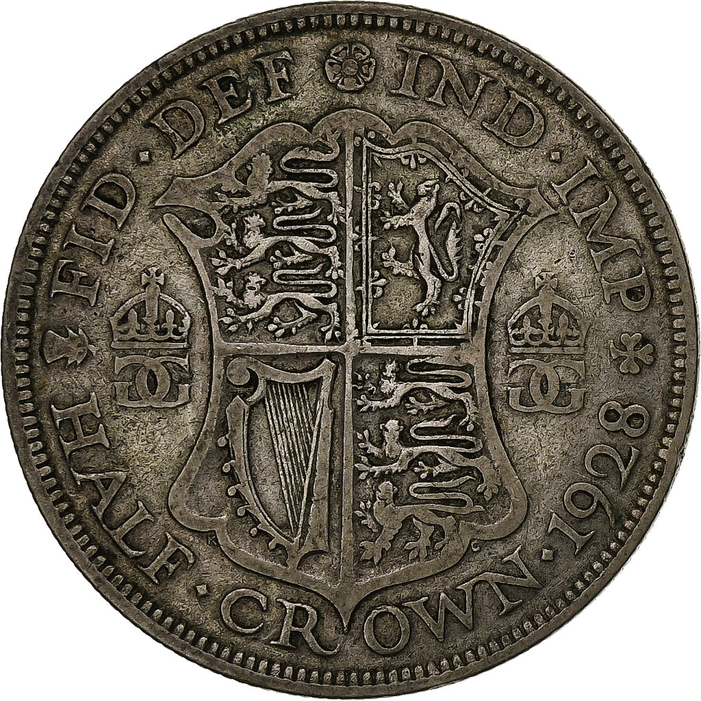 Great Britain, 1/2 Crown, 1928, Silver, VF(20-25), KM:835