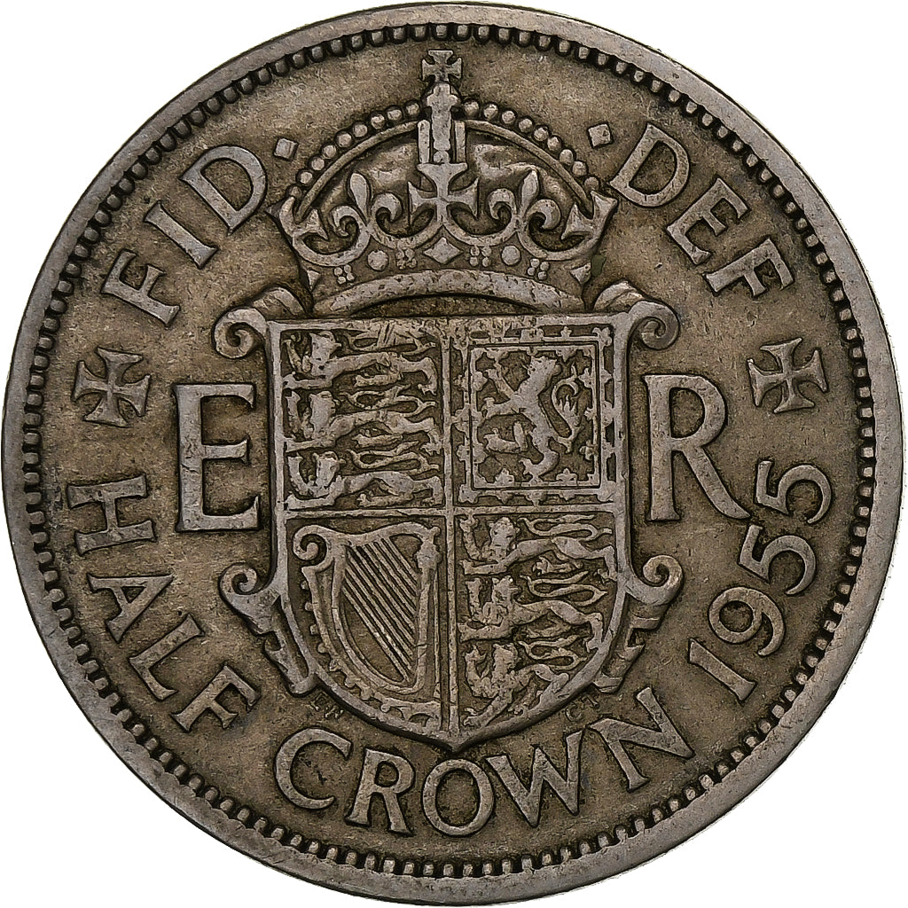 Great Britain, 1/2 Crown, 1955, Copper-nickel, VF(30-35), KM:907