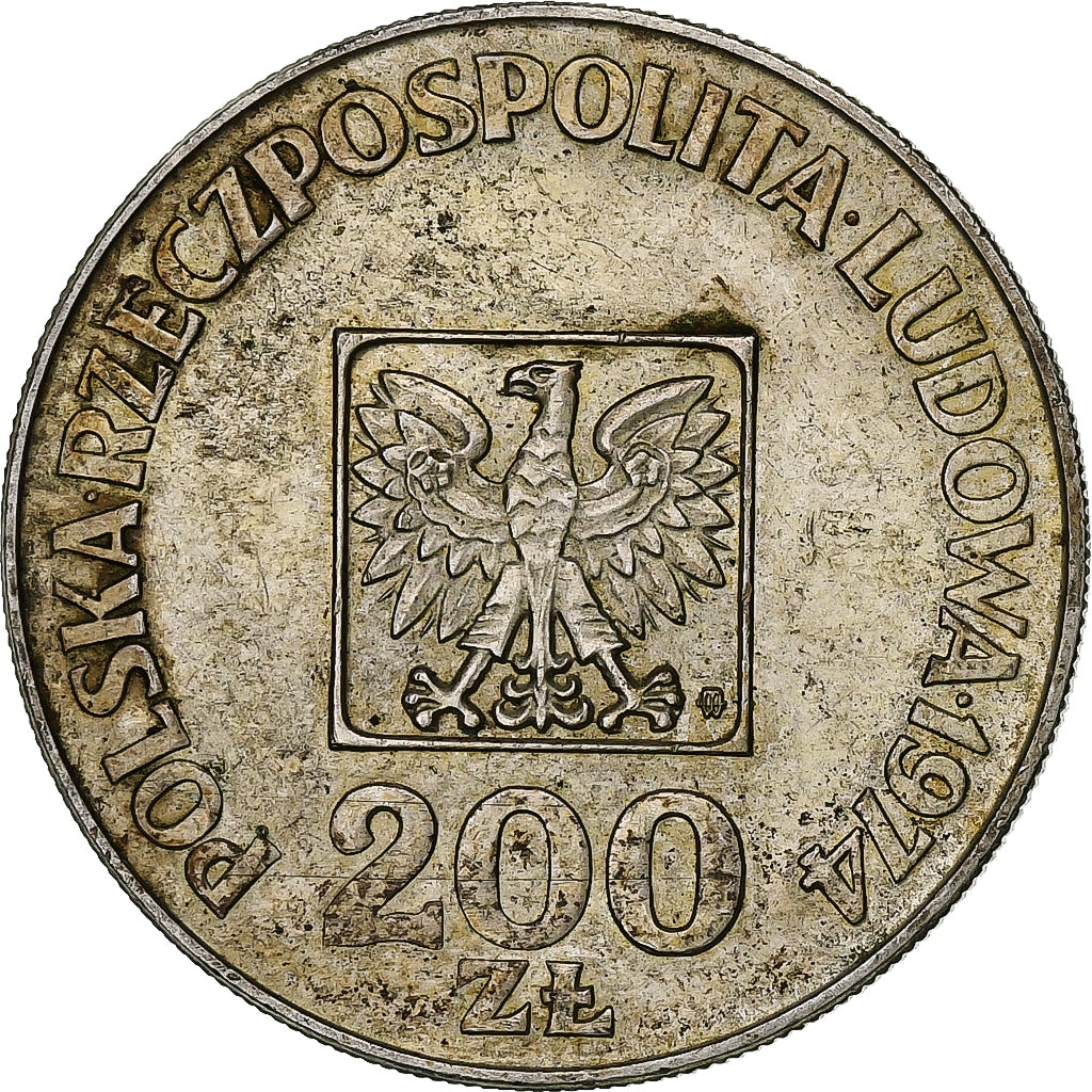 Poland, 200 Zlotych, 1974, Warsaw, Copper-nickel, EF(40-45), KM:72