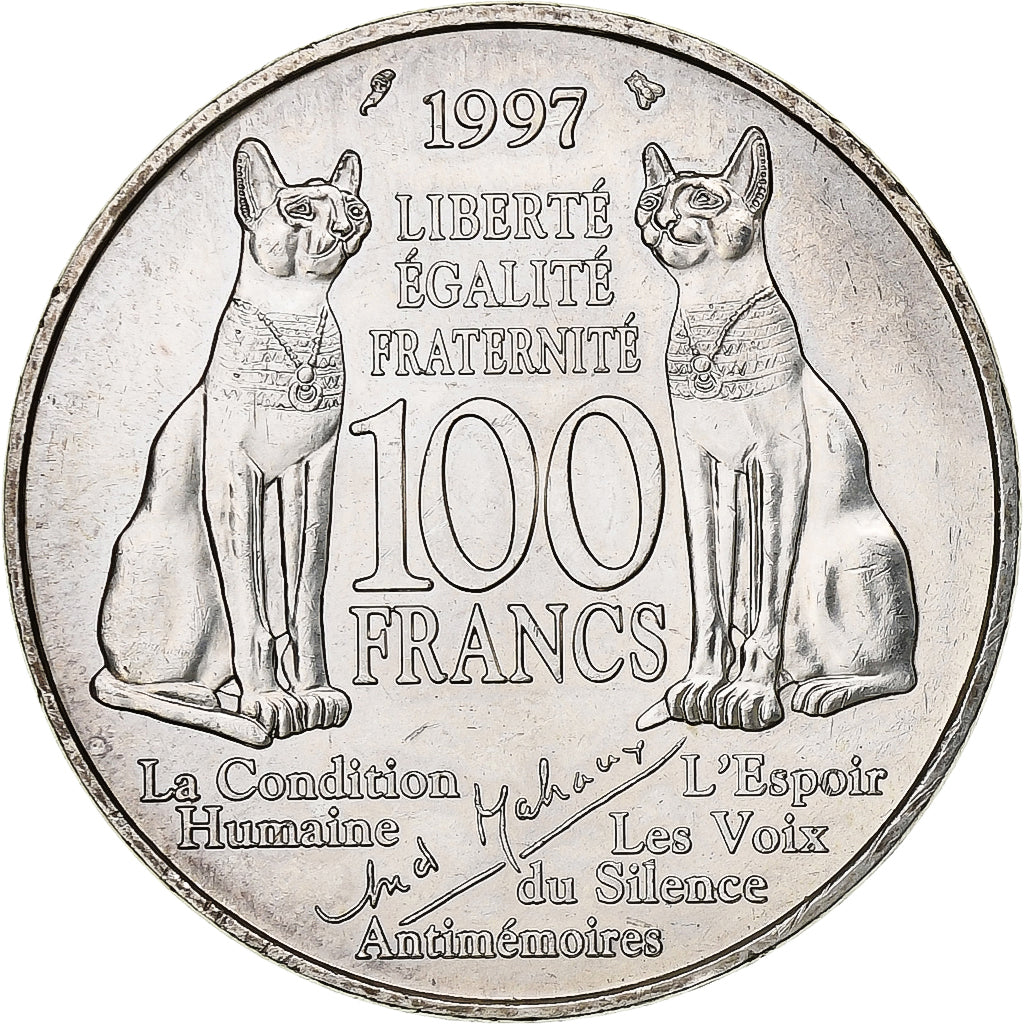 Francia, 100 Francs, André Malraux, 1997, Paris, Argento, SPL-, Gadoury:954