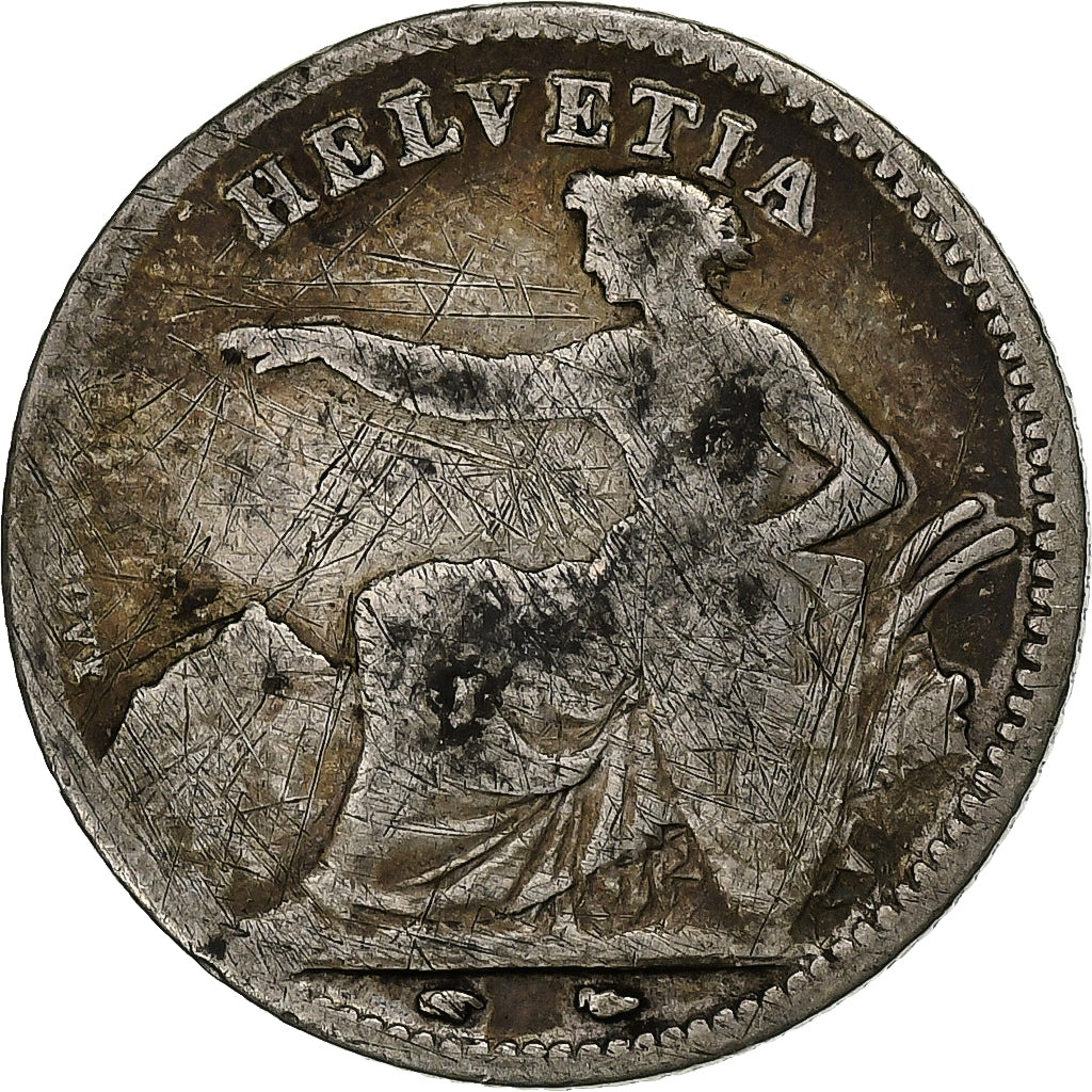 Suiza, Franc, 1851, Bern, Plata, BC+, KM:9