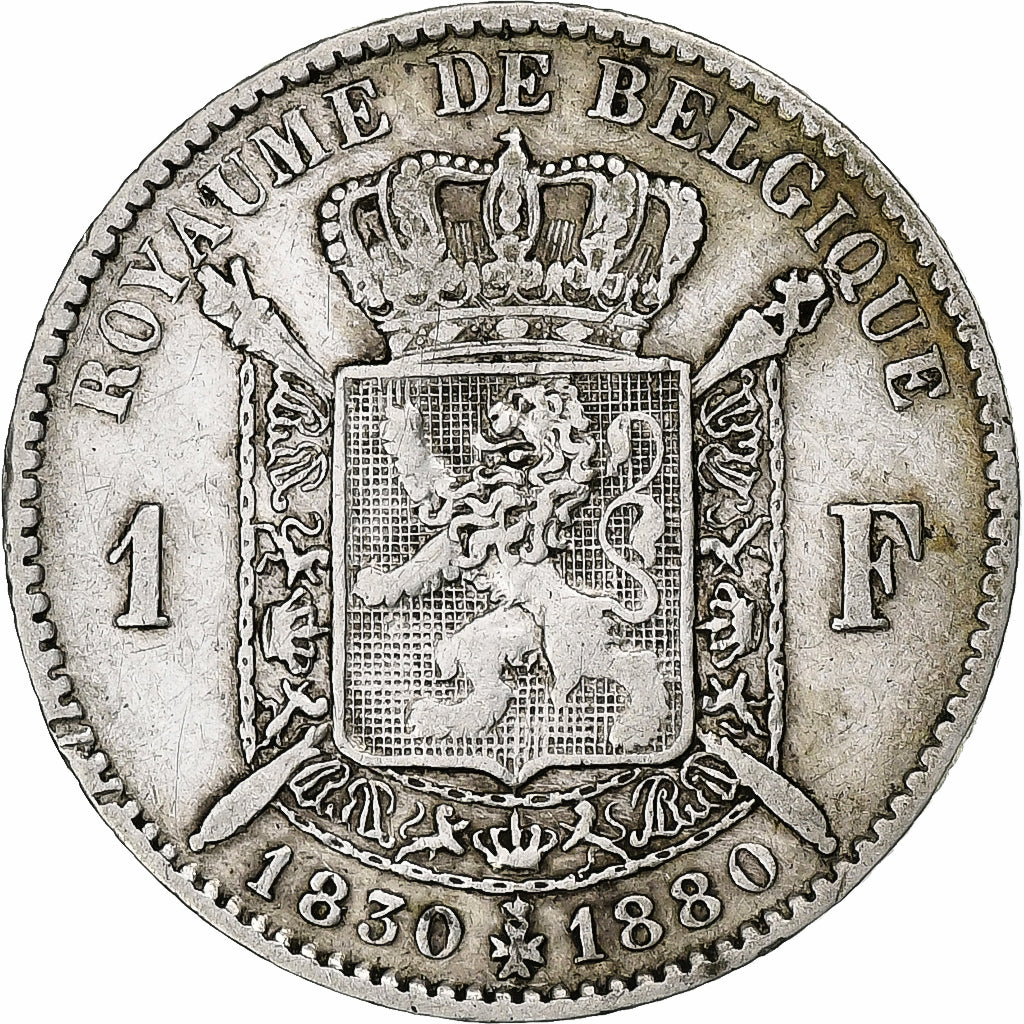 Belgium, Leopold II, Franc, 1880, Silver, VF(30-35), KM:38