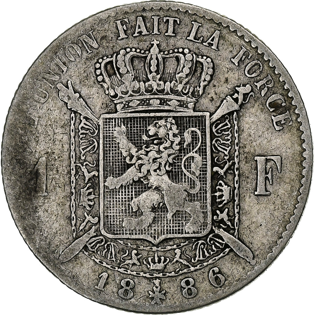 Belgium, Leopold II, Franc, 1886, Silver, VF(20-25), KM:28.1