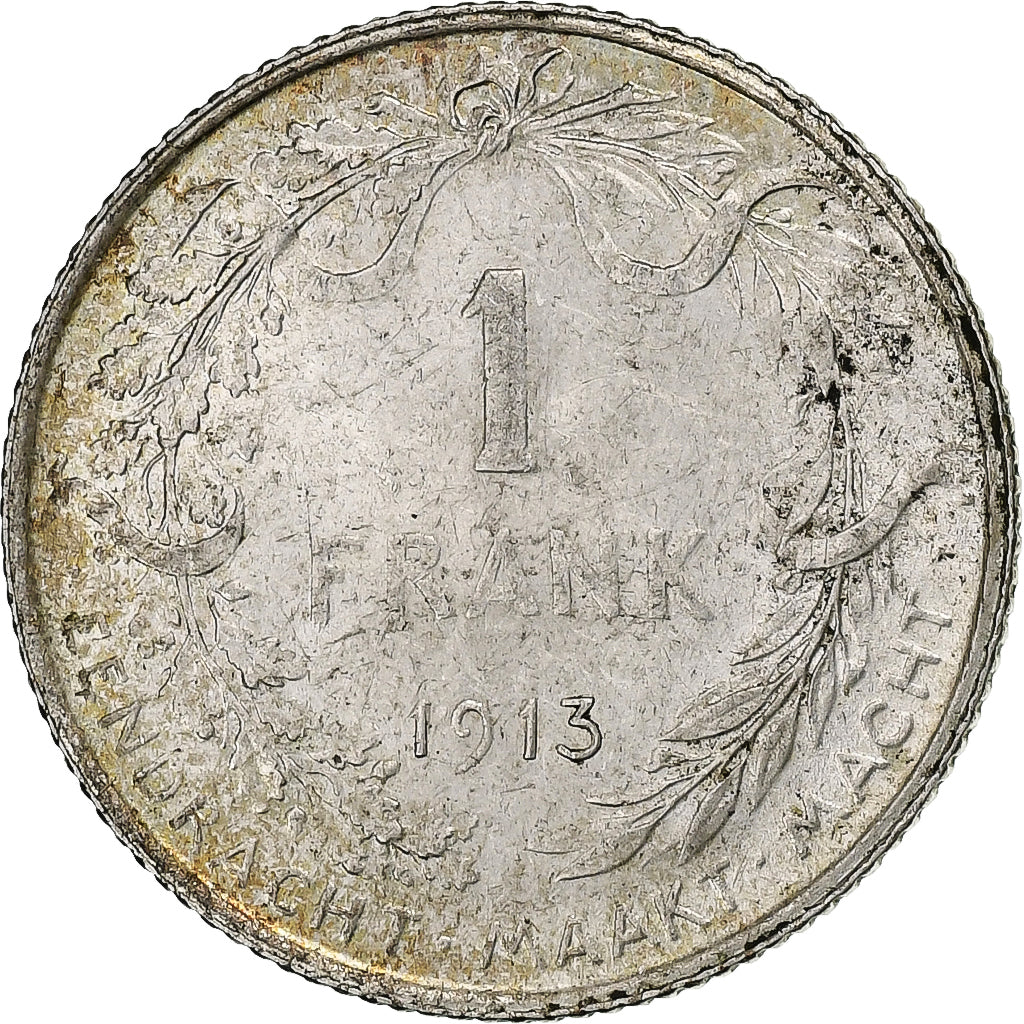 België, Albert I, Franc, 1913, Zilver, ZF, KM:72.1