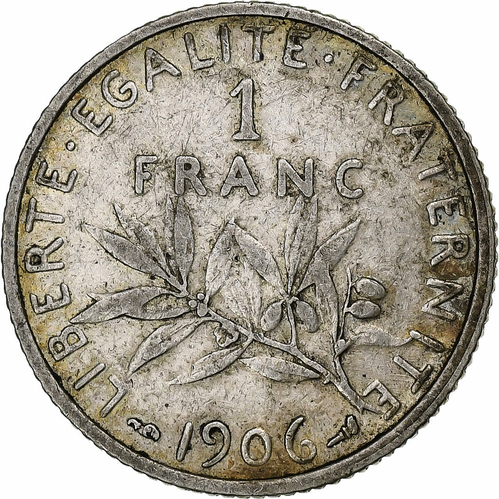 France, Franc, Semeuse, 1906, Paris, Silver, VF(30-35), Gadoury:467, KM:844.1