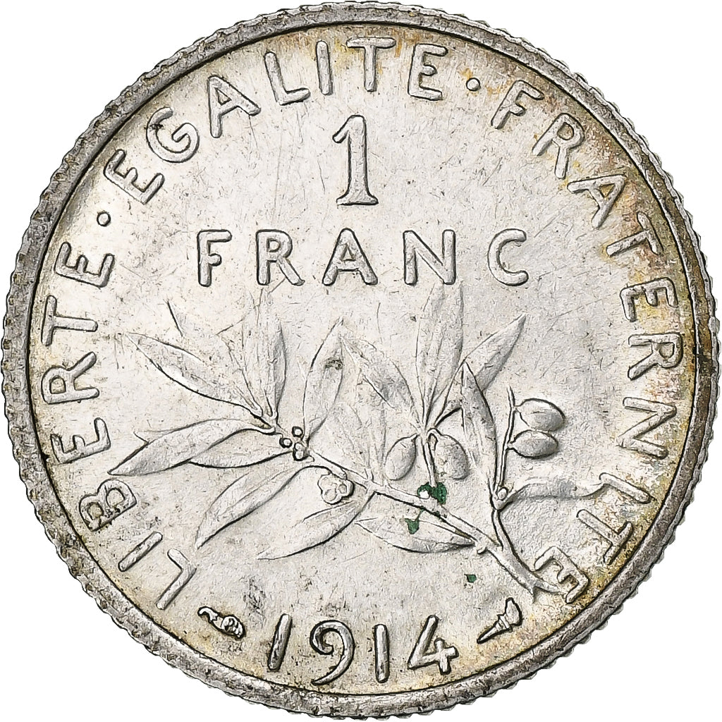 Francja, Franc, Semeuse, 1914, Paris, Srebro, AU(55-58), Gadoury:467, KM:844.1