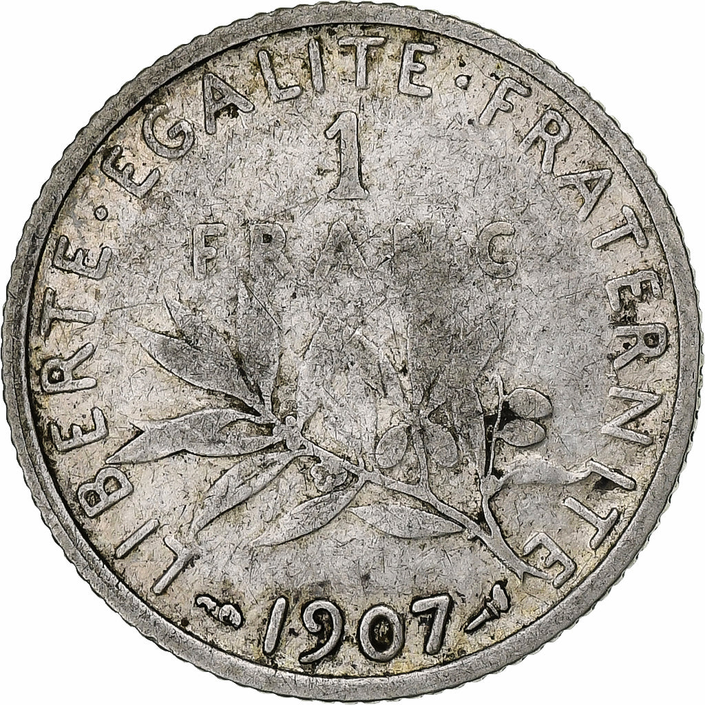 France, Franc, Semeuse, 1907, Paris, Argent, TB, Gadoury:467, KM:844.1