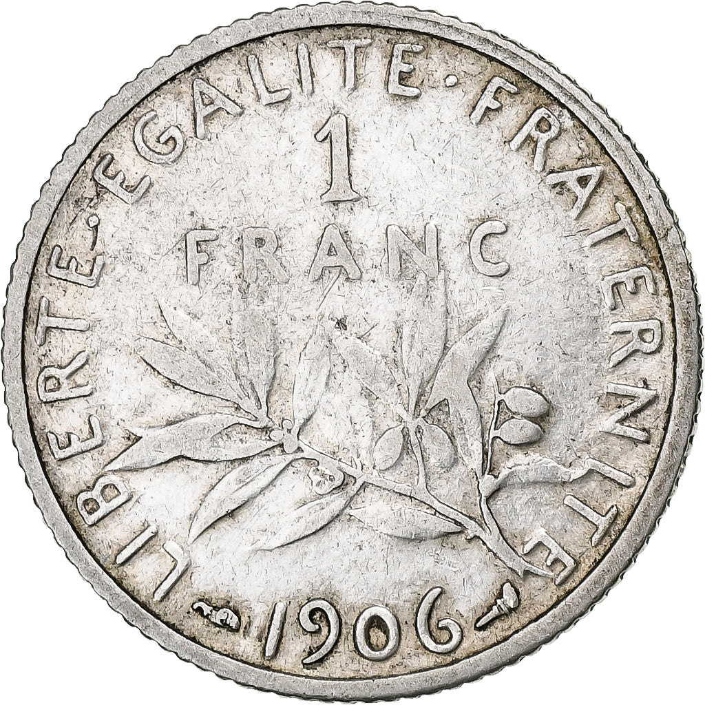 Frankrijk, Franc, Semeuse, 1906, Paris, Zilver, FR+, Gadoury:467, KM:844.1