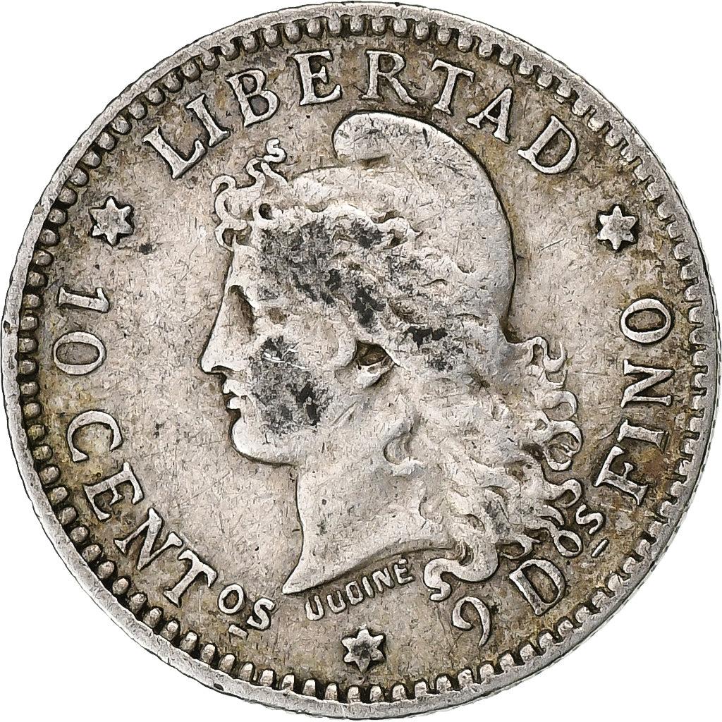 Argentina, 10 Centavos, 1883, Silver, EF(40-45), KM:26