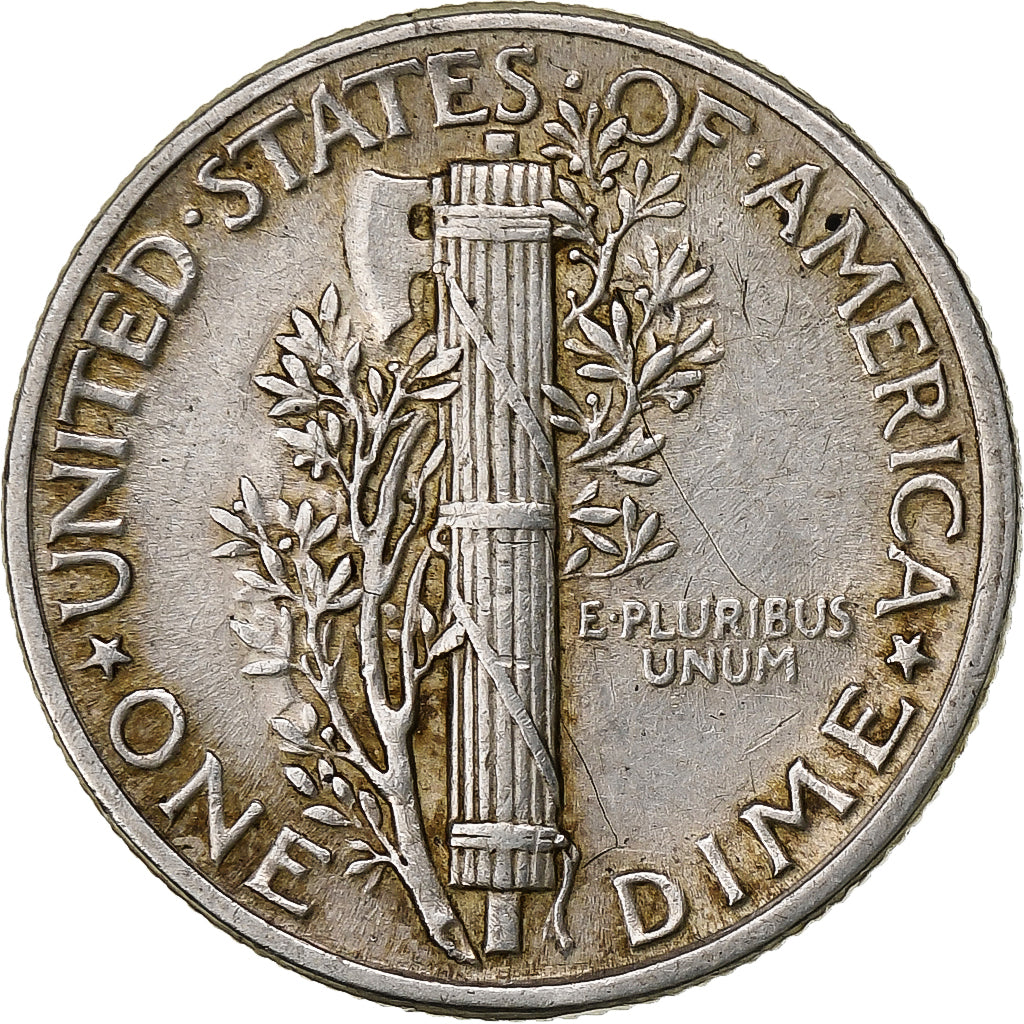 United States, Dime, Mercury Dime, 1944, U.S. Mint, Silver, EF(40-45), KM:140