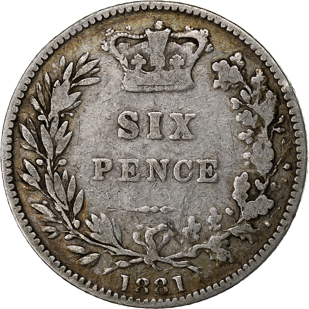 Groot Bretagne, Victoria, 6 Pence, 1881, Zilver, FR, KM:757