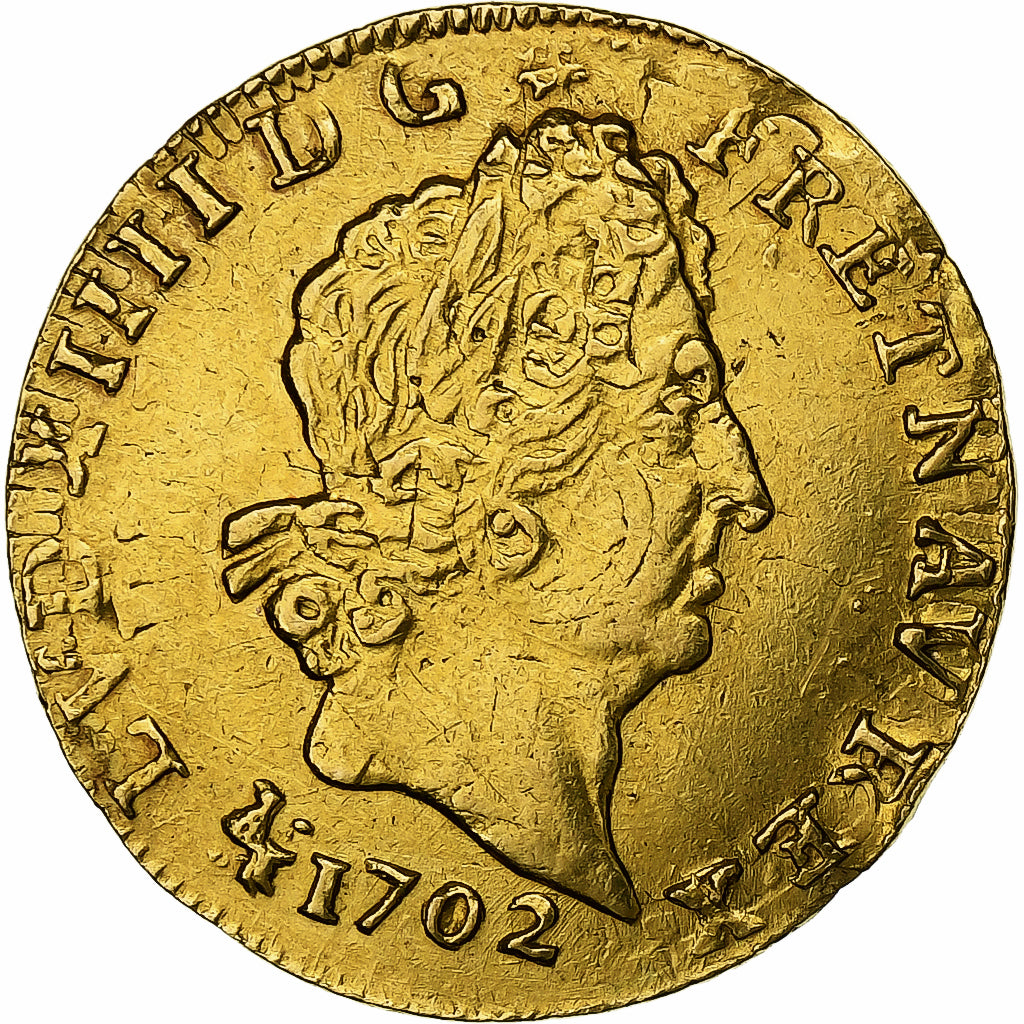 France, Louis XIV, 1/2 Louis d'or, 1702, Rennes, Or, TTB, Gadoury:240a
