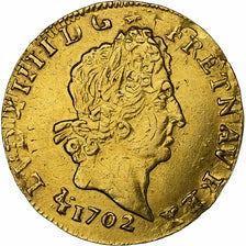 Francja, Louis XIV, 1/2 Louis d'or, 1702, Rennes, Złoto, EF(40-45)