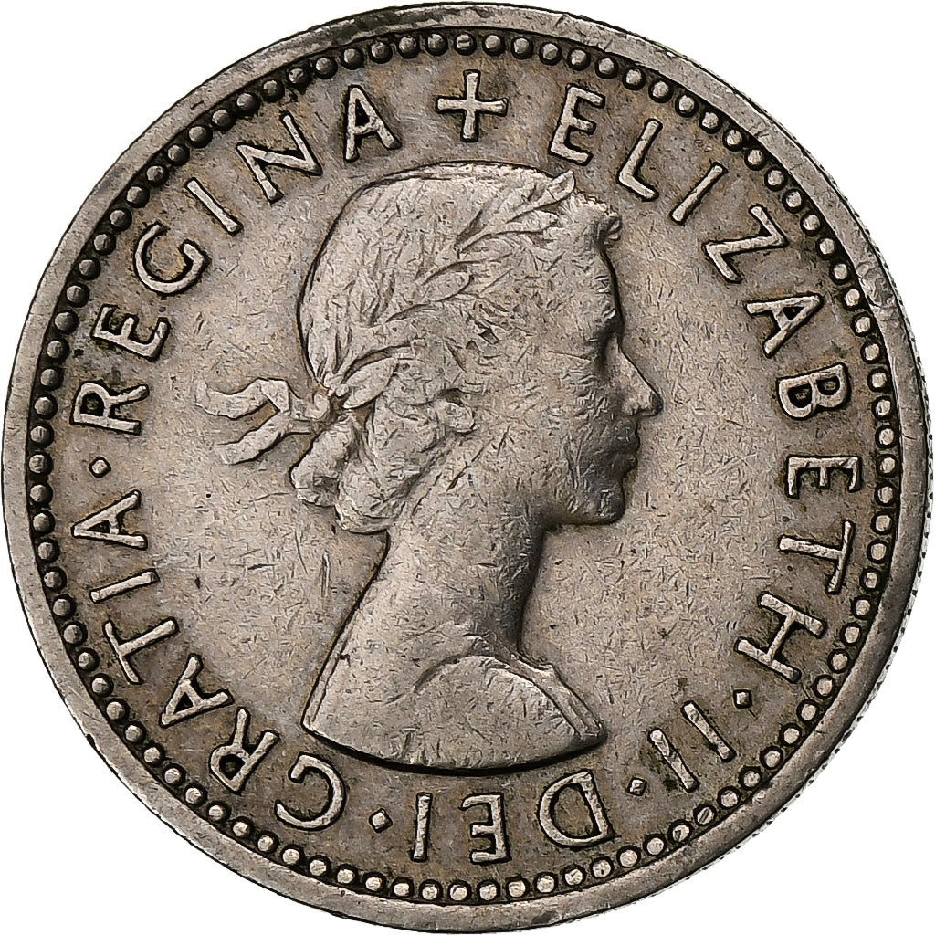 Great Britain, Elizabeth II, 6 Pence, 1956, Copper-nickel, EF(40-45), KM:903